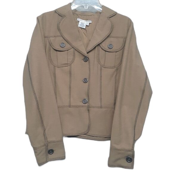 Maggy London Brown Tan Button Up Blazer Women's Size 12 - Picture 1 of 8